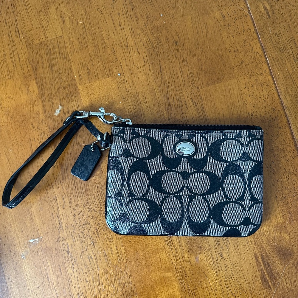 Coach Black and Tan Wristlet